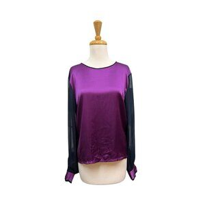 Preen by Thornton Bregazzi Purple Satin Blouse Size L Large Erin Top